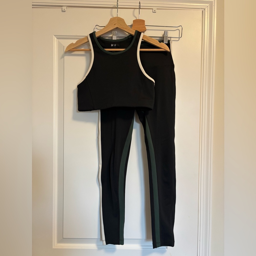 Splits59 Black and Green Leggings Set
